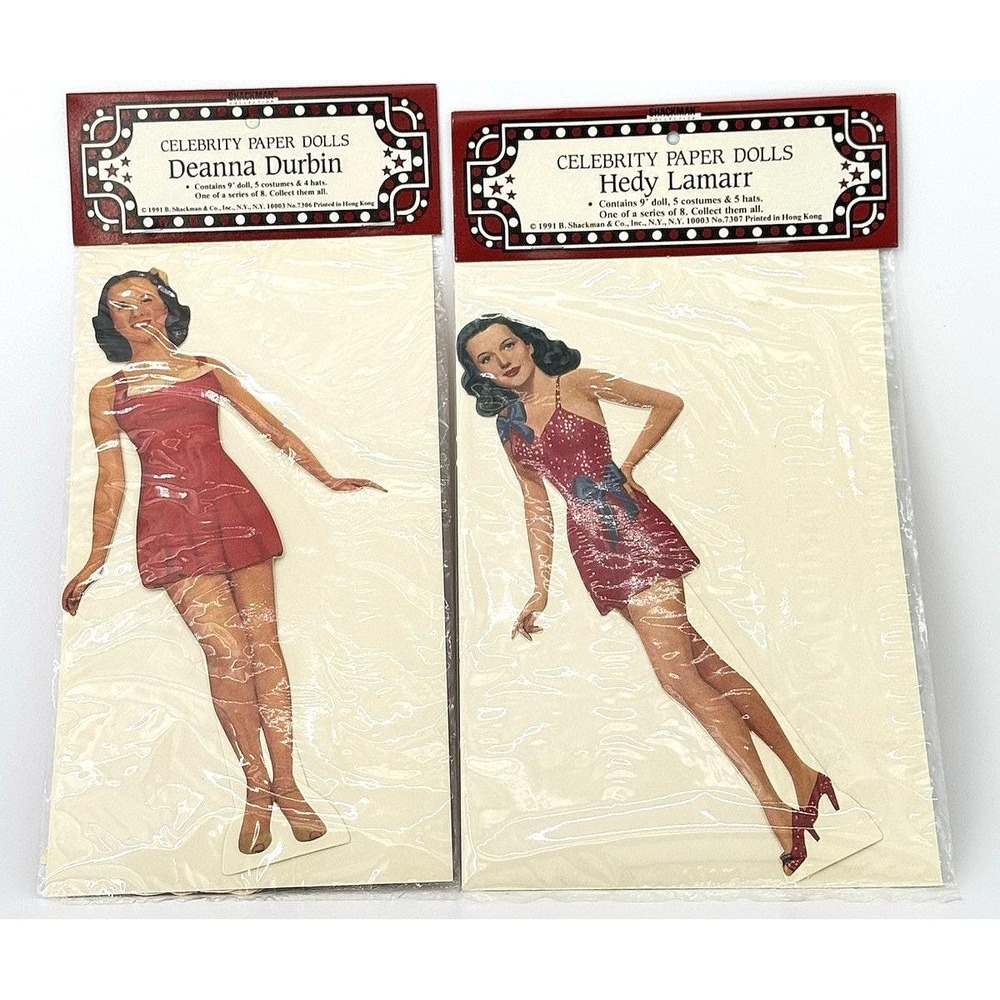 Vtg 1991 B. Shackman Celebrity Paper Dolls Classic Hollywood Movie Stars 9" Lot